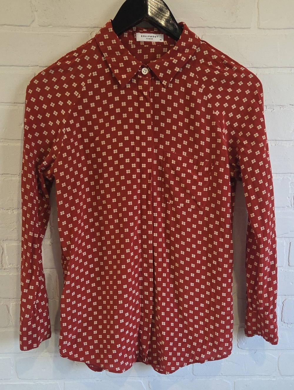 Equipment Silk Dotted Button Front Shirt